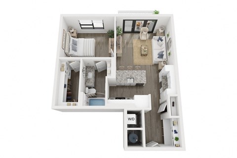 Ironcrest A3 1 bed 1 bath floor plan at Ironcrest, Texas